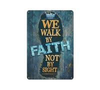 Cartello rustico in metallo con scritta "Sotto l'oceano", dipinto con i piedi, "Camminiamo per fede, non per vista", stampe di ritratti di Gesù, arte murale cristiana per la casa, la cucina, il bag