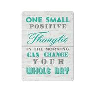 Cartello rustico in metallo con scritta "Un piccolo pensiero positivo", stampa artistica da parete, dipinto positivo ispiratore per casa, camera da letto, ufficio, asilo nido, decorazione da parete
