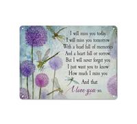 Cartello rustico in metallo con scritta "Voglio solo che tu sappia quanto mi manchi", decorazione murale in stile fattoria con libellula, per casa, giardino, soggiorno, camera da letto, veranda, de