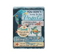 Cartello rustico in metallo con stampa "Sotto il mare", "Delfino e tartaruga", "Non devi essere perfetto", decorazione murale in stile fattoria per casa, giardino, soggiorno, camera da letto, veran