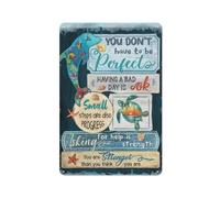 Cartello rustico in metallo con stampa "Sotto il mare", "Delfino e tartaruga", "Non devi essere perfetto", decorazione murale in stile fattoria per casa, giardino, soggiorno, camera da letto, veran