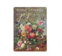 Cartello rustico in metallo Oggi scelgo Joy James 1 2 Colibrì Decorazione murale Arte murale in stile fattoria per casa Giardino Soggiorno, camera da letto, veranda Decorazione murale retrò 12x16 p