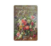 Cartello rustico in metallo Oggi scelgo Joy James 1 2 Colibrì Decorazione murale Arte murale in stile fattoria per casa Giardino Soggiorno, camera da letto, veranda Decorazione murale retrò 8x12 po