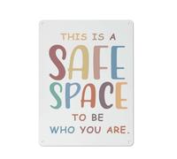 Cartello rustico in metallo, "This is a Safe Space", decorazione murale per la scuola materna, per bambini, sala lettura, sala giochi, 30,5 x 40,6 cm