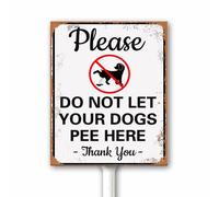 Cartello rustico per prato "Please Do Not Let Your Dogs Pee Here - No Dog Peeing Outdoor Yard Sign With Stake 18x22 CM - No Dog Pee Garden Sign - Robusta targa in alluminio per esterni antiruggine