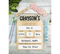 Cartello scolastico personalizzabile con il primo e l'ultimo giorno, riutilizzabile per il ritorno a scuola, con nomi intercambiabili, cartelli decorativi e placche (25 x 30 cm)
