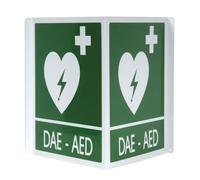 PVS - Cartello segnalatore DAE/AED doppio in alluminio, 34x26 cm, per defibrillatori, 35326