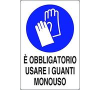 Cartello segnale in plastica"E' obbligatorio usare i guanti monouso"