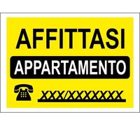 CARTELLO SEGNALETICO - AFFITTASI APPARTAMENTO GIALLO - segnale