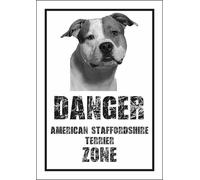CARTELLO SEGNALETICO - American Staffordshire Terrier DANGER ZONE - segnale