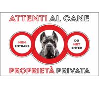 CARTELLO SEGNALETICO - ATTENTI AL CANE CORSO PROPRIETÀ PRIVATA - segnale