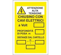 CARTELLO SEGNALETICO - ATTENZIONE ALTA TENSIONE CAVI ELETTRICI A VOLT - segnale