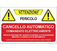 CARTELLO SEGNALETICO - ATTENZIONE CANCELLO AUTOMATICO - Adesivo Extra Resistente, Pannello in Forex, Pannello In Alluminio (Alluminio, 10x15 cm)