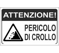 CARTELLO SEGNALETICO - attenzione pericolo di crollo - segnale