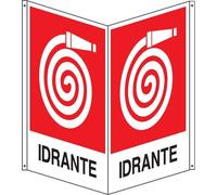 CARTELLO SEGNALETICO BIFACCIALE - IDRANTE - IN ALLUMINIO segnale antincendio