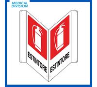Cartello segnaletico bifacciale in alluminio per ESTINTORE cm 25x31h