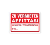 Cartello segnaletico bilingue affittasi per informazioni tel.