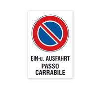 Cartello segnaletico bilingue passo carrabile