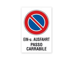 Cartello segnaletico bilingue passo carrabile