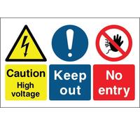 CARTELLO SEGNALETICO - Caution High VoltageKeep OutNo Entry - segnale