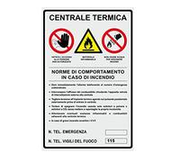 CARTELLO SEGNALETICO - CENTRALE TERMICA - Con Adesivo in Vinile e Pannello in Forex (Pannello 5mm Stampato)