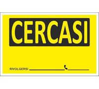 CARTELLO SEGNALETICO - CERCASI - Adesivo Extra Resistente, Pannello in Forex, Pannello In Alluminio (Plastica, 20x31 cm)
