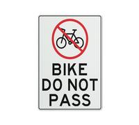 Cartello segnaletico con scritta "Bike Do Not Pass", 30,5 x 20,3 cm, in alluminio, riflettente, con simbolo, per uso interno ed esterno