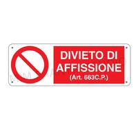 Cartello Segnaletico Divieto di affissione - Alluminio 330x500 mm