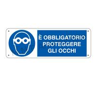 Cartello Segnaletico E obbligatorio proteggere gli occhi - Alluminio 330x500 mm