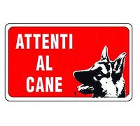 Cartello Segnaletico In Plastica"Attenti Al Cane", Bianco