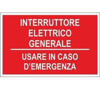CARTELLO SEGNALETICO -INTERRUTTORE ELETTRICO GENERALE ANTINCENDIO SCRIT- segnale