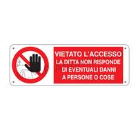 Cartello Segnaletico la ditta non risponde ad eventuali - Alluminio 330x500 mm