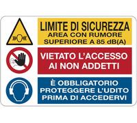 CARTELLO SEGNALETICO - Limite di sicurezza area con rumore superiore a - segnale
