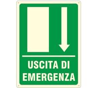 CARTELLO SEGNALETICO LUMINESCENTE - uscita di emergenza in avanti - segnale