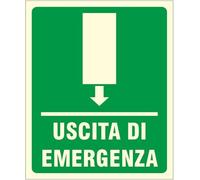 CARTELLO SEGNALETICO LUMINESCENTE - uscita di emergenza sopraporta - segnale