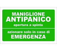 CARTELLO SEGNALETICO - MANIGLIONE ANTIPANICO - Con Adesivo in Vinile e Pannello in Forex (ADESIVO, 20 X 31)