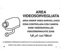 CARTELLO SEGNALETICO - MULTILINGUE area videosorvegliata - Segnale