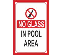 CARTELLO SEGNALETICO - NO GLASS IN THE POLL AREA - segnale