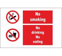 CARTELLO SEGNALETICO - No Smoking No Drinking No Eating Multi-Message - segnale