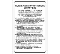 CARTELLO SEGNALETICO - norme antifortunistiche di cantiere - segnale