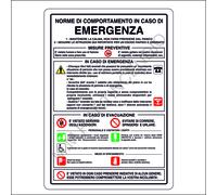Cartello Segnaletico Norme di comportamento di caso di emergenza 2