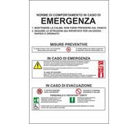 CARTELLO SEGNALETICO - norme di comportamento in caso di emergenza - segnale