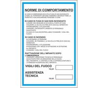CARTELLO SEGNALETICO - norme di comportamento in caso di gas o incendio- segnale