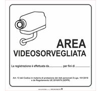 CARTELLO SEGNALETICO QUADRATO - Area Videosorvegliata - segnale