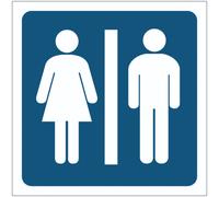CARTELLO SEGNALETICO QUADRATO - Toilette uomini e donne sfondo blu - segnaletica