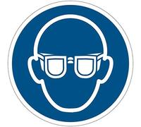 CARTELLO SEGNALETICO ROTONDO ISO 7010 - Occhiali protettivi obbligatori - Adesivo Extra Resistente, Pannello in Forex, Pannello In Alluminio (ADESIVO 10 CM)