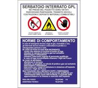 CARTELLO SEGNALETICO - SERBATOIO INTERRATO GPL COLORE BLU - Adesivo Extra Resistente, Pannello in Forex, Pannello In Alluminio (Alluminio, 30x42 cm)