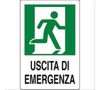 CARTELLO SEGNALETICO TARGA TABELLA PVC PLASTICA USCITA DI EMERGENZA 20X30 DESTRA