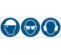CARTELLO SEGNALETICO UNI - Casco, occhiali e cuffia antirumore obbligatori