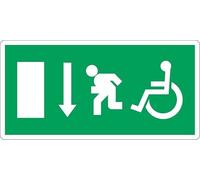 CARTELLO SEGNALETICO UNI - USCITA DI EMERGENZA DISABILI VERSO IL BASSO -segnalE